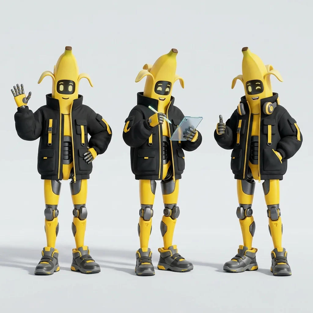 Nano Banana 2.1 generated example - Character consistency set